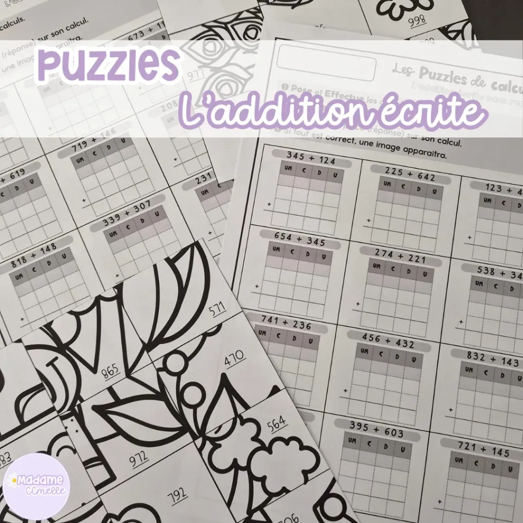 Puzzles de calcul écrit : l'addition