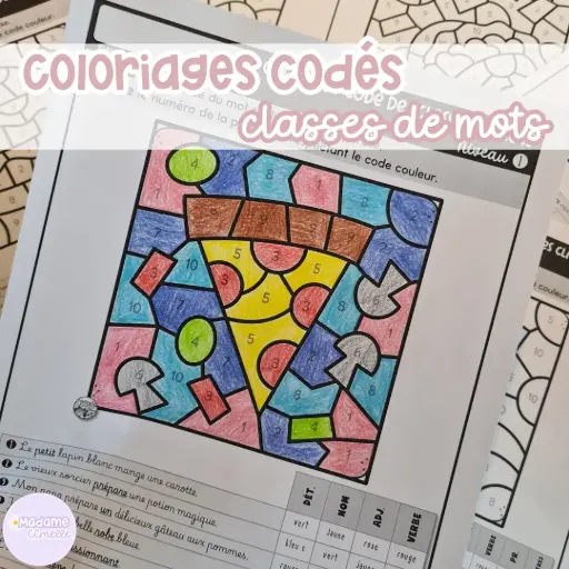 Coloriages codés : les classes de mots